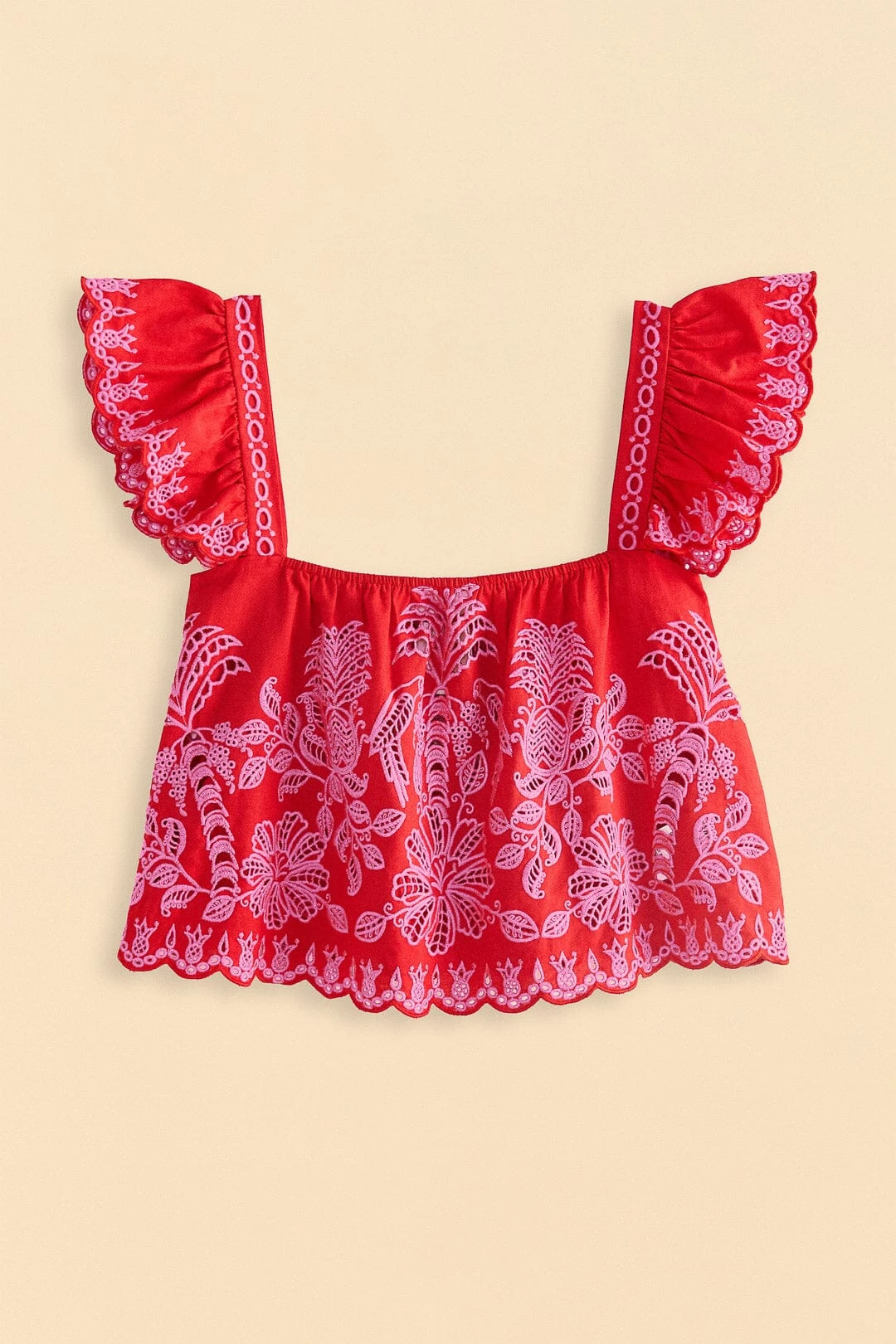 Farm Rio Red Palm Tree Richelieu Blouse 6 Farm Rio Red Palm Tree Richelieu Blouse - Image 6