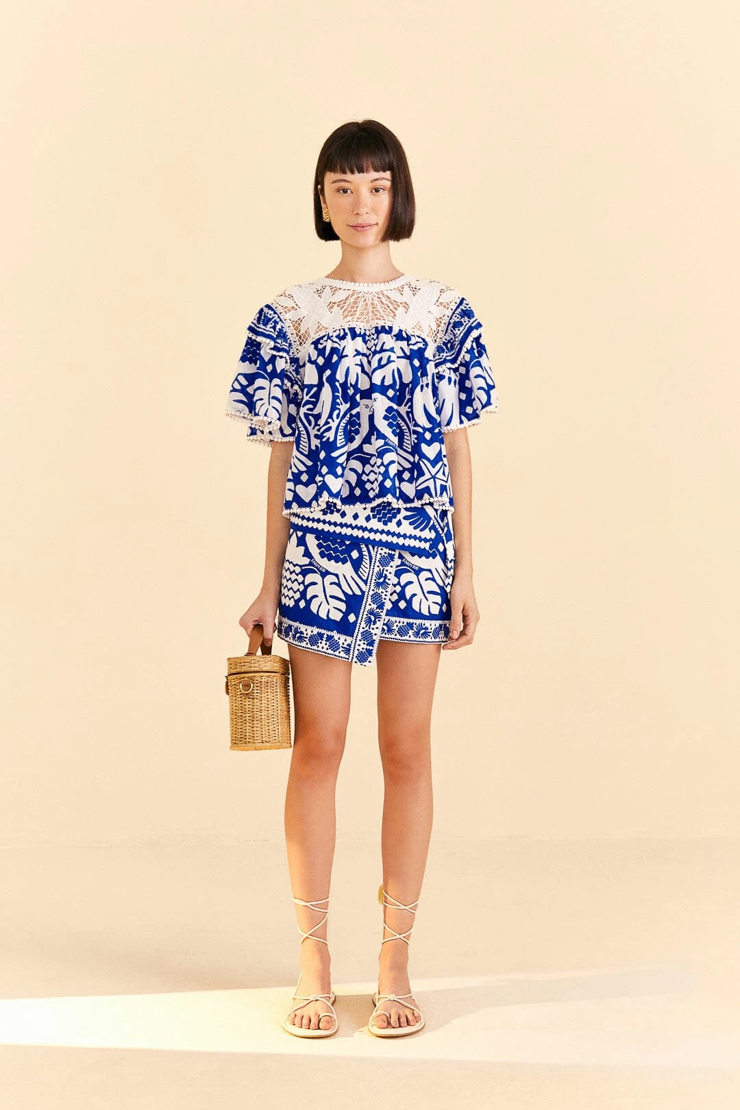 Farm Rio Navy Blue Jungle Scarf Blouse 2 Farm Rio Navy Blue Jungle Scarf Blouse - Image 2