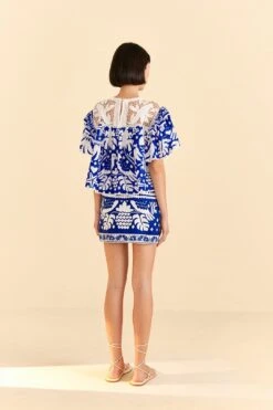 Farm Rio Navy Blue Jungle Scarf Blouse 9 Farm Rio Navy Blue Jungle Scarf Blouse -Farm Rio Shoop 309249 04