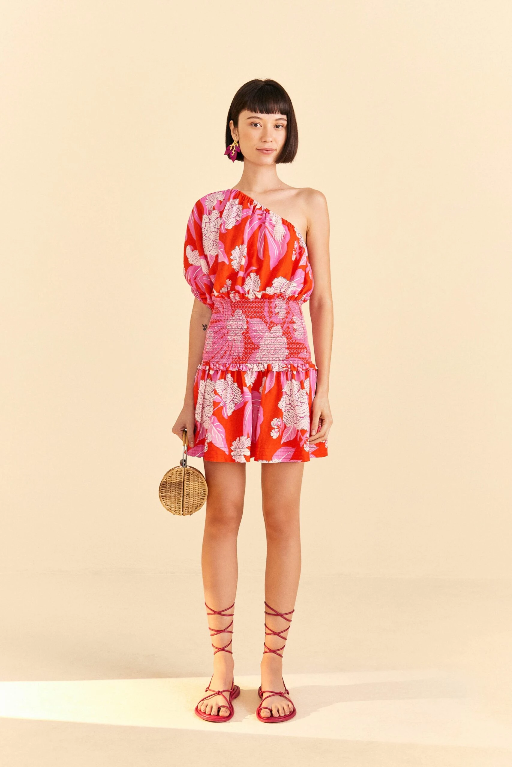 Farm Rio Red Dewdrop Floral Mini Dress 2 Farm Rio Red Dewdrop Floral Mini Dress - Image 2