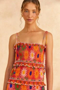 Farm Rio Coral Summer Sun Mini Dress -Farm Rio Shoop 309264 03
