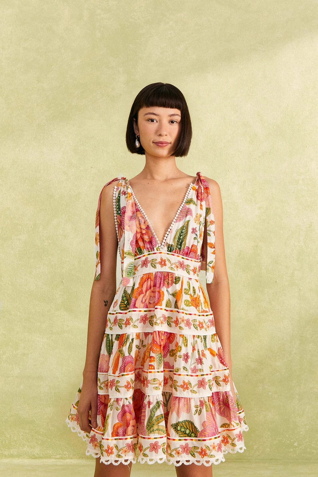 Farm Rio Off-White Macaw Bloom Mini Dress 1 Farm Rio Off-White Macaw Bloom Mini Dress