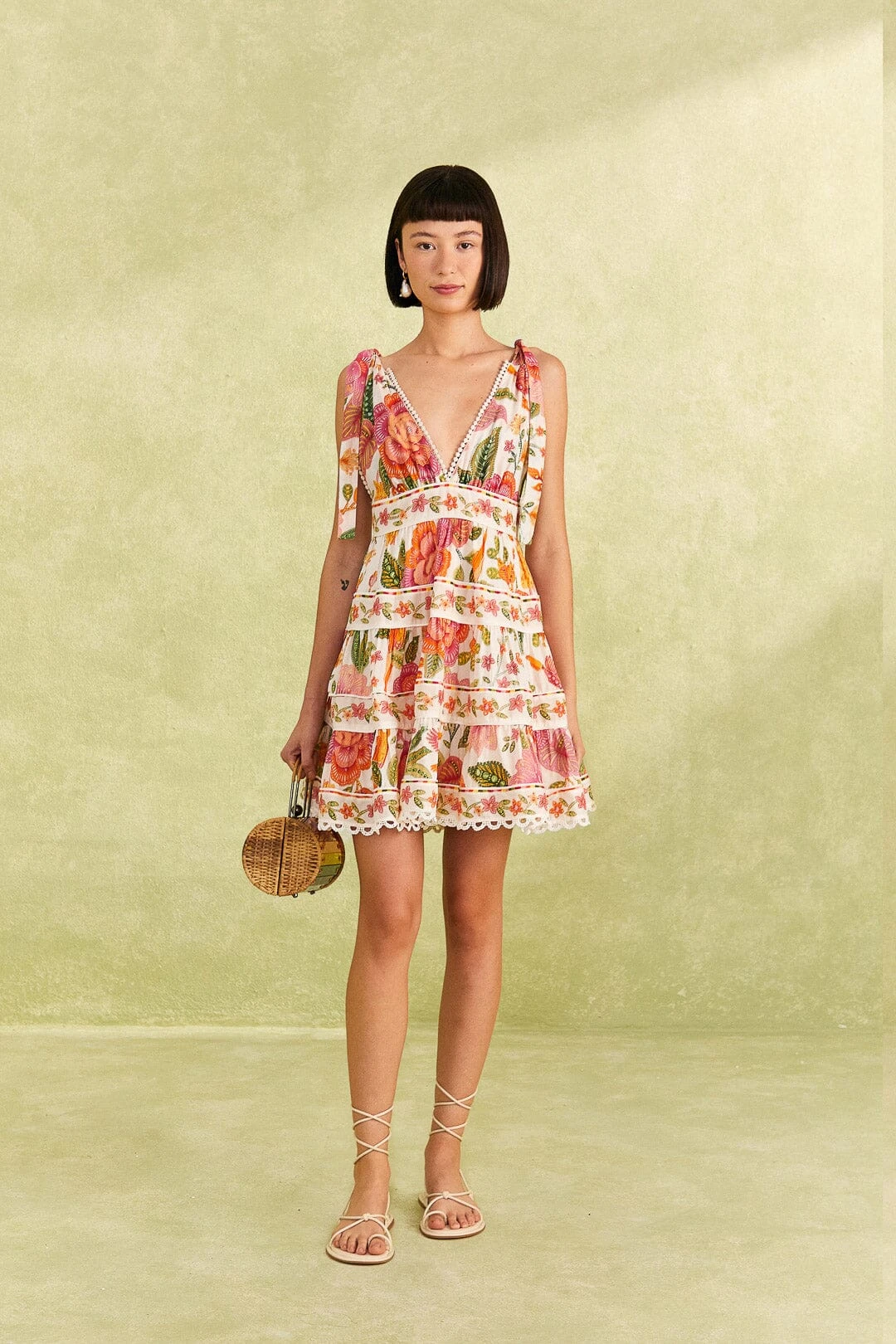 Farm Rio Off-White Macaw Bloom Mini Dress 2 Farm Rio Off-White Macaw Bloom Mini Dress - Image 2