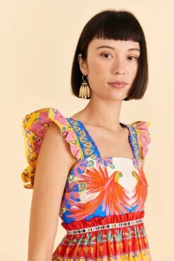 Farm Rio Off-White Vivid Garden Organic Cotton Mini Dress -Farm Rio Shoop 309267 03