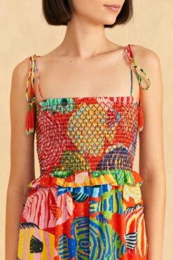 Farm Rio Red Striped Fishes Midi Dress 7 Farm Rio Red Striped Fishes Midi Dress -Farm Rio Shoop 309299 03