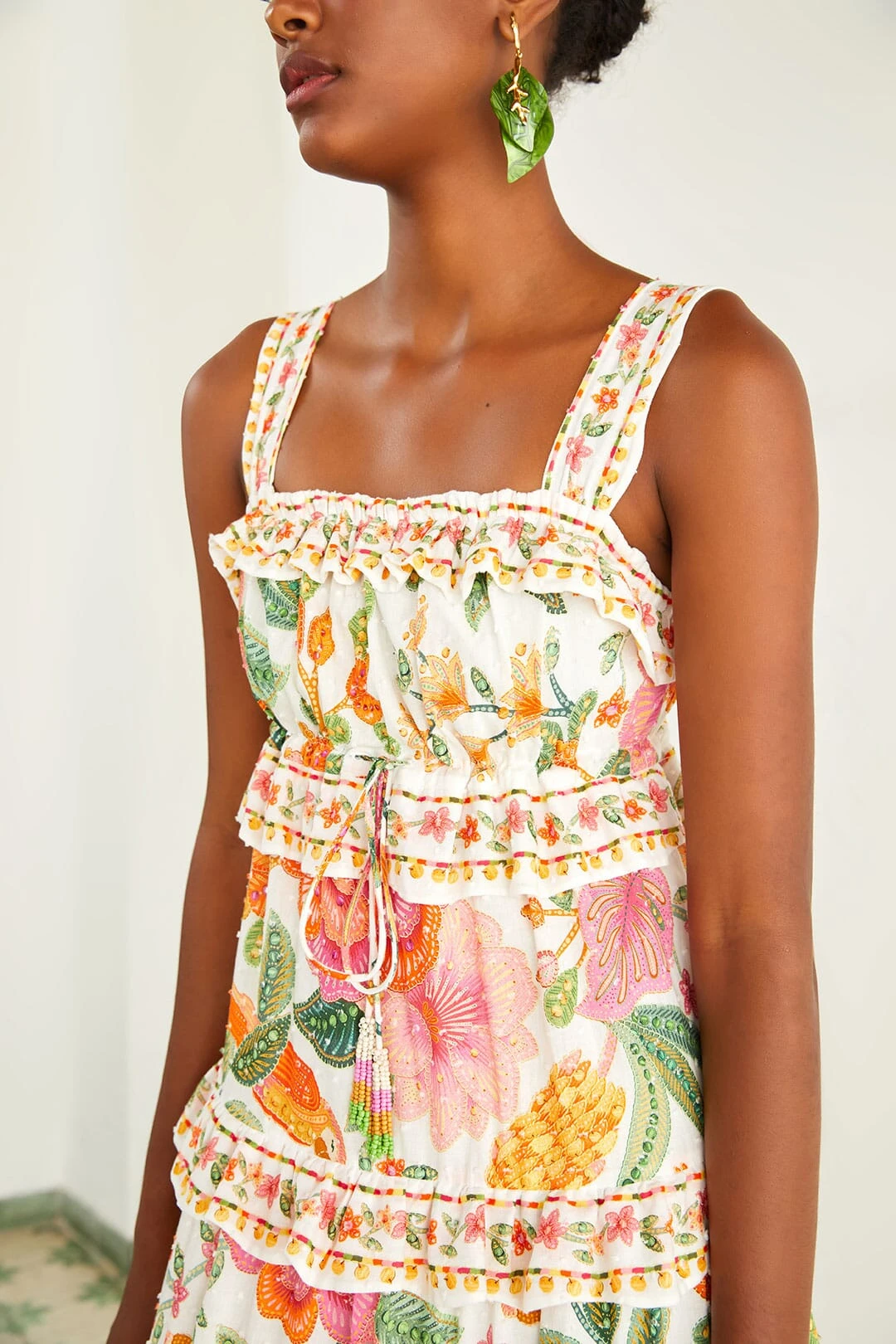 Farm Rio Off-White Macaw Bloom Midi Dress 3 Farm Rio Off-White Macaw Bloom Midi Dress - Image 3