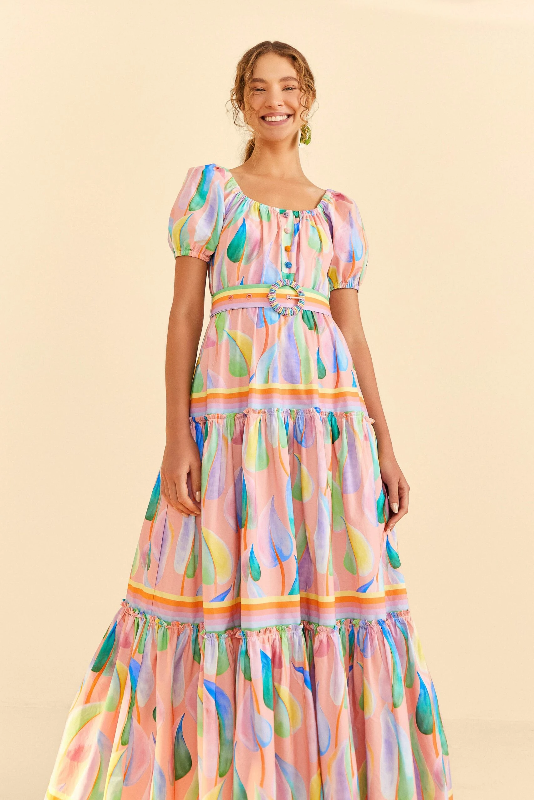 Farm Rio Pink Pastel Leaves Maxi Dress 1 Farm Rio Pink Pastel Leaves Maxi Dress