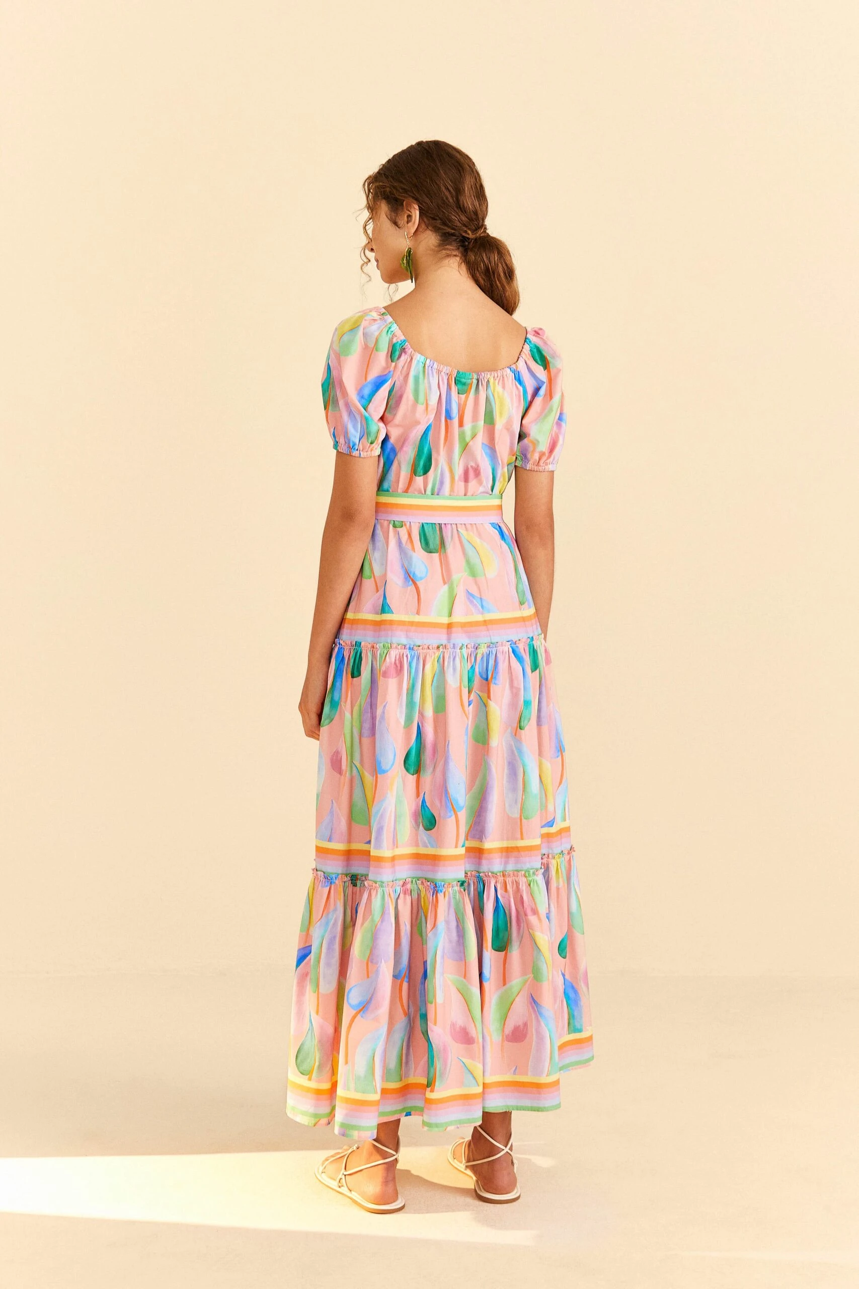 Farm Rio Pink Pastel Leaves Maxi Dress 4 Farm Rio Pink Pastel Leaves Maxi Dress - Image 4