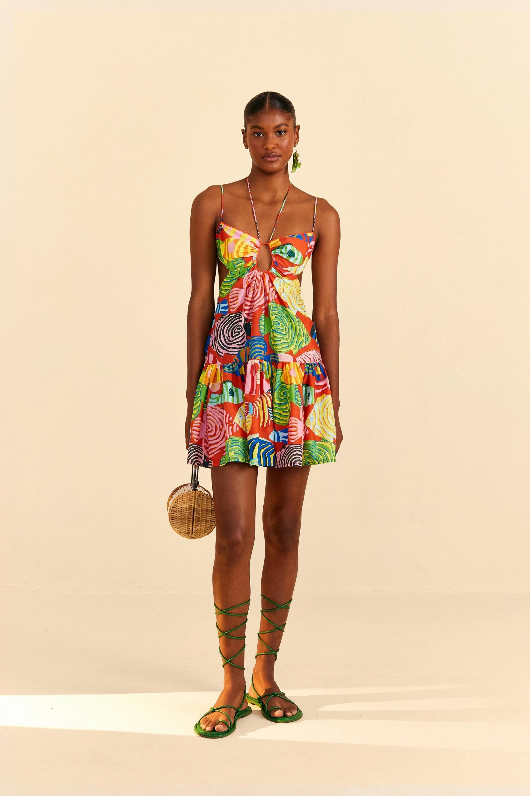 Farm Rio Red Striped Fishes Mini Dress 1 Farm Rio Red Striped Fishes Mini Dress