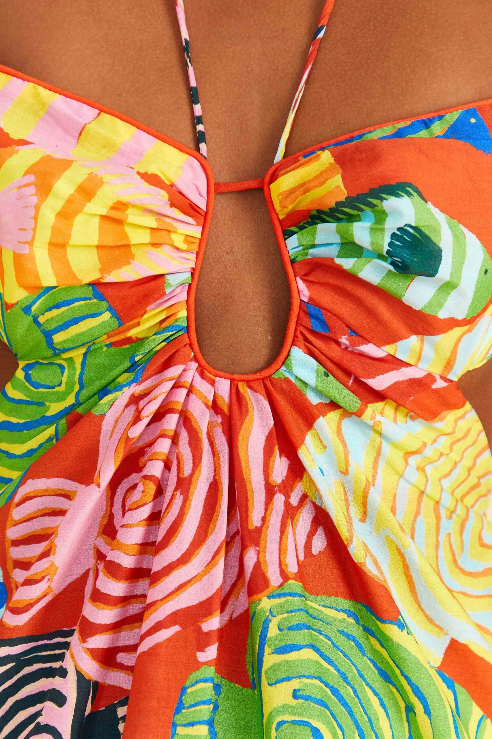 Farm Rio Red Striped Fishes Mini Dress 3 Farm Rio Red Striped Fishes Mini Dress - Image 3