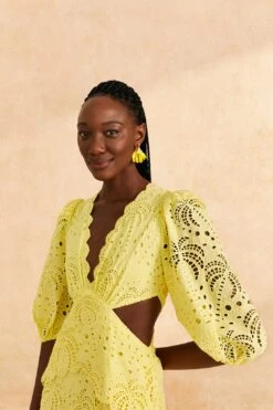 Farm Rio Light Yellow Richelieu Midi Dress 8 Farm Rio Light Yellow Richelieu Midi Dress -Farm Rio Shoop 309337 03