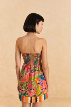 Farm Rio Coral Graphic Macaws Organic Cotton Mini Dress -Farm Rio Shoop 309347 04