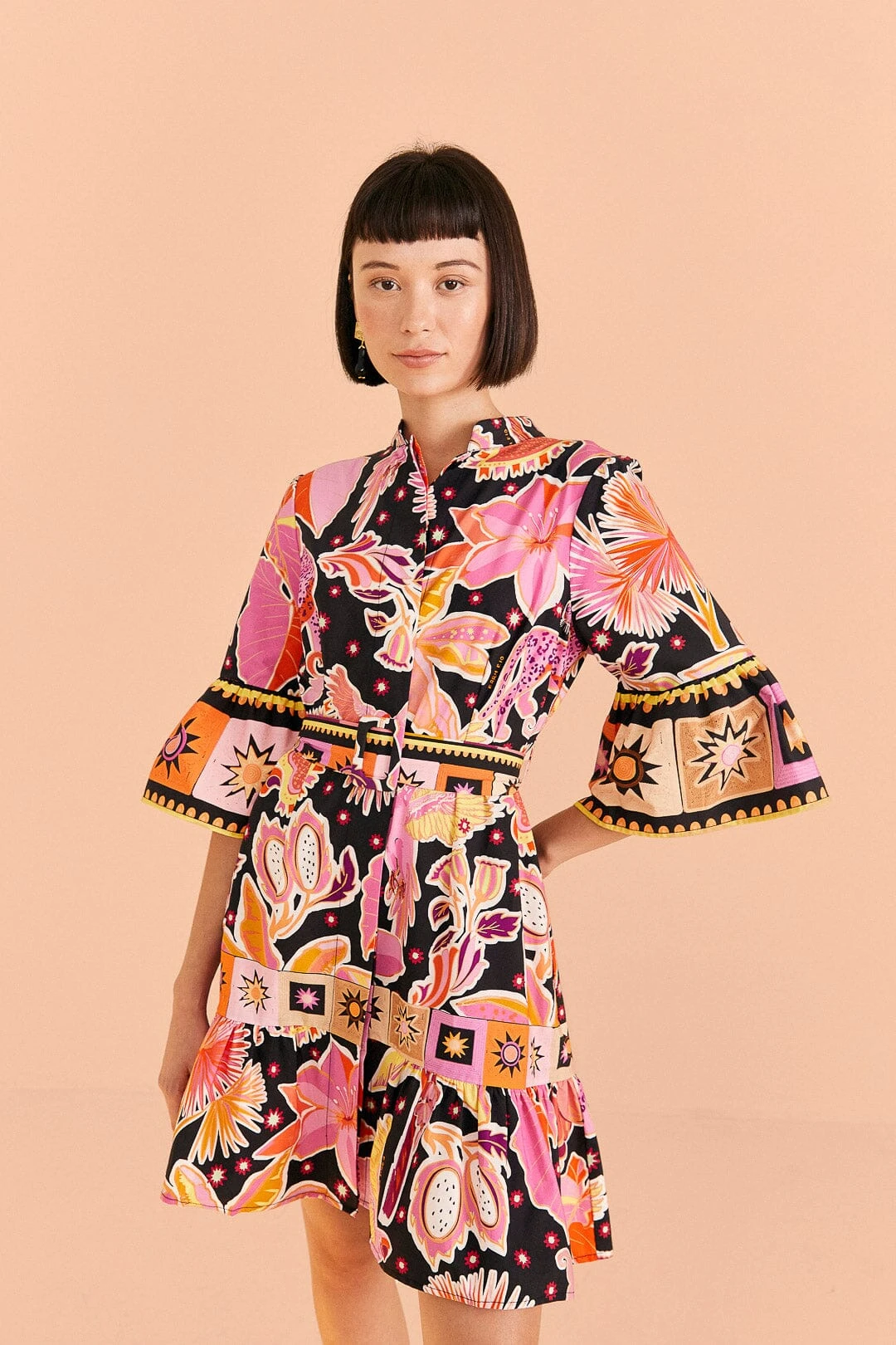 Farm Rio Black Enchanted Nature Mini Dress 1 Farm Rio Black Enchanted Nature Mini Dress