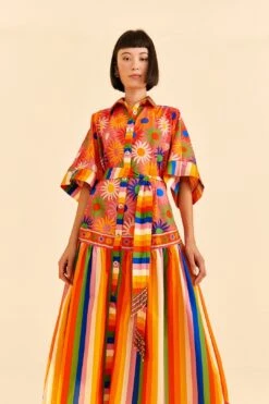 Farm Rio Coral Mixed Graphic Macaws Midi Dress -Farm Rio Shoop 309363 03