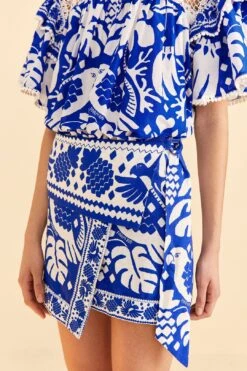 Farm Rio Navy Blue Jungle Scarf Mini Skirt -Farm Rio Shoop 309382 03