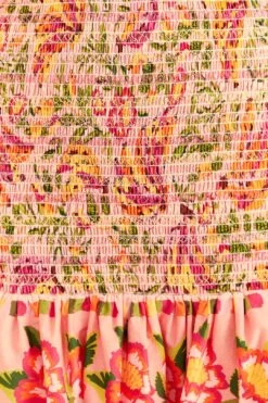 Farm Rio Pink Painted Bananas Smocked Mini Skirt -Farm Rio Shoop 309383 05
