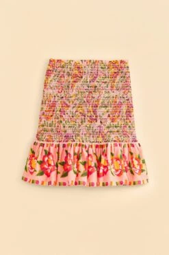 Farm Rio Pink Painted Bananas Smocked Mini Skirt -Farm Rio Shoop 309383 06