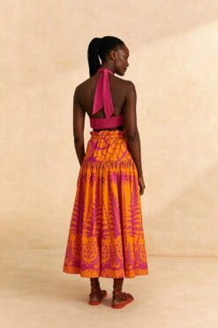 Farm Rio Orange Pineapple Love Organic Cotton Maxi Skirt -Farm Rio Shoop 309397 04