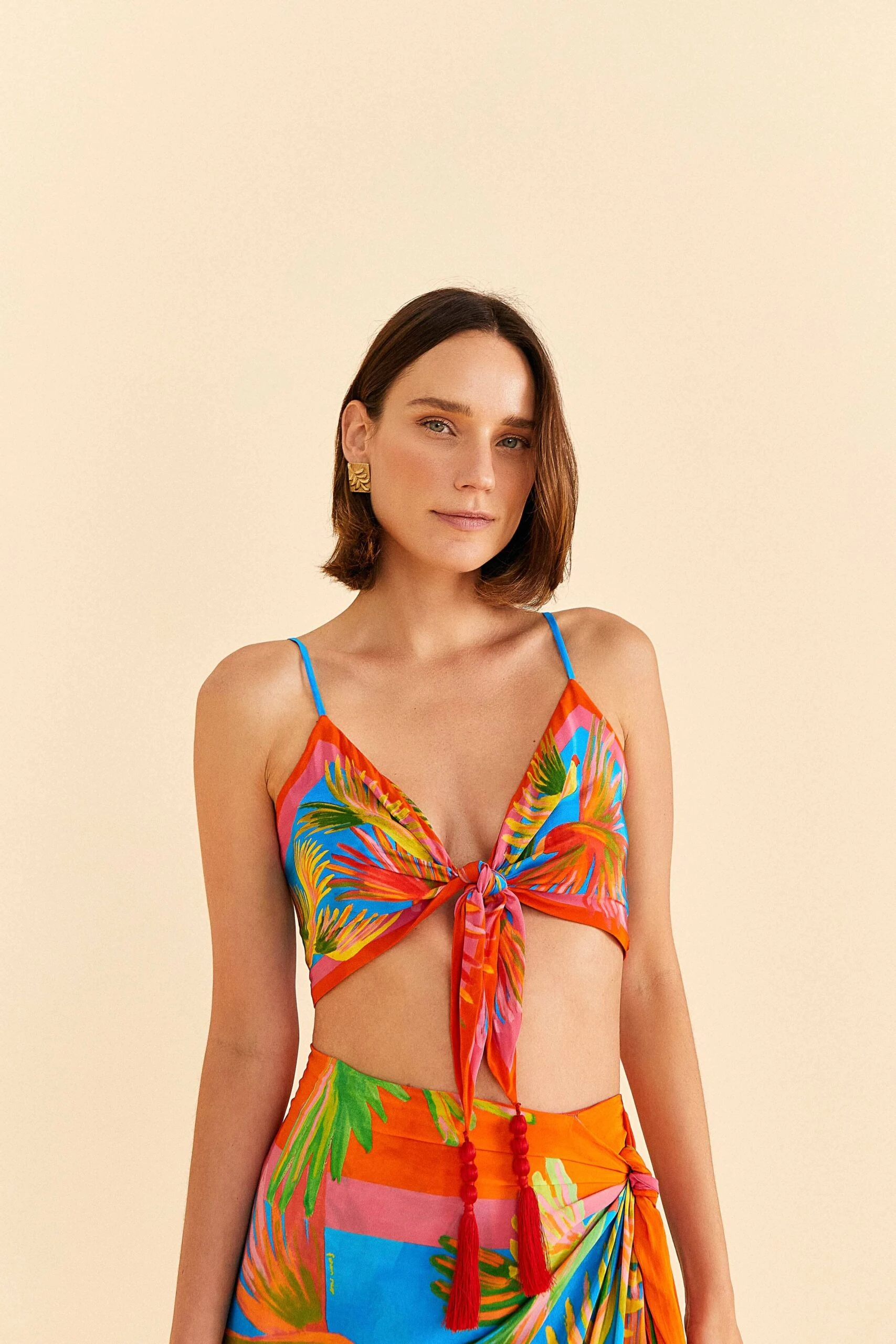 Farm Rio Painted Birds Scarf Top 1 Farm Rio Painted Birds Scarf Top