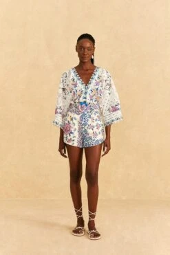 Farm Rio Off-White Romantic Bandanas Bodysuit