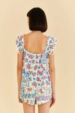 Farm Rio Off-White Romantic Bandanas Blouse -Farm Rio Shoop 309437 04