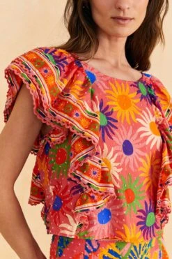 Farm Rio Coral Summer Sun Blouse -Farm Rio Shoop 309447 03