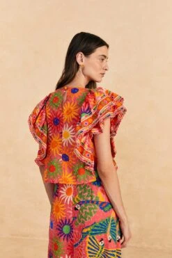 Farm Rio Coral Summer Sun Blouse -Farm Rio Shoop 309447 04