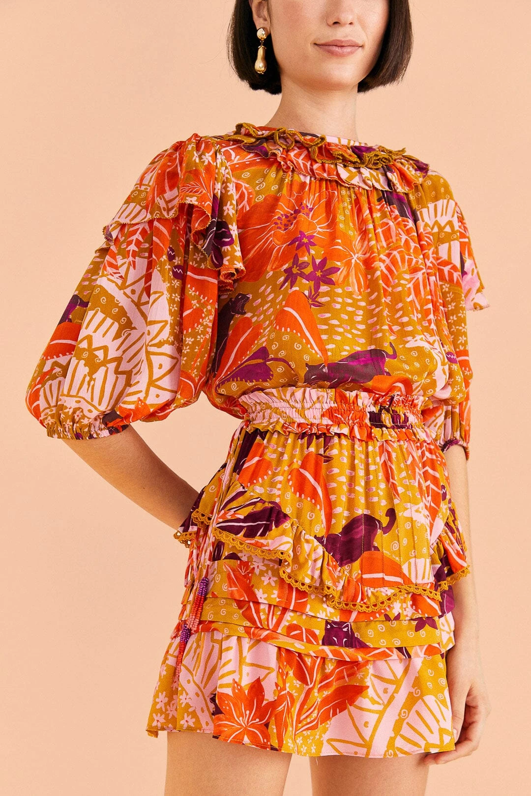 Farm Rio Beige Jungle Panther Mini Skirt 3 Farm Rio Beige Jungle Panther Mini Skirt - Image 3