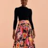 Farm Rio Black Enchanted Nature Lenzing™ Ecovero™ Viscose Midi Skirt