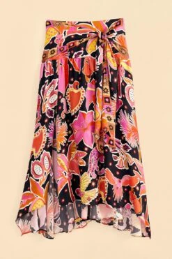 Farm Rio Black Enchanted Nature Lenzing™ Ecovero™ Viscose Midi Skirt -Farm Rio Shoop 309464 06