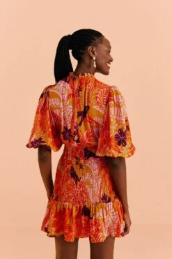 Farm Rio Beige Jungle Panther Lenzing™ Ecovero™ Viscose Mini Dress -Farm Rio Shoop 309469 04