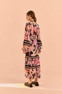 Farm Rio Black Enchanted Nature Midi Dress -Farm Rio Shoop 309488 04