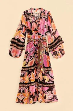 Farm Rio Black Enchanted Nature Midi Dress -Farm Rio Shoop 309488 06