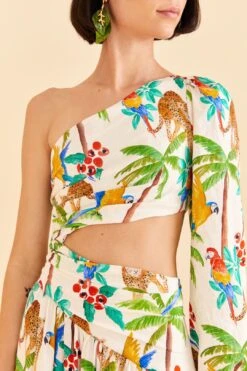 Farm Rio Tropical Paradise One Shoulder Midi Dress 7 Farm Rio Tropical Paradise One Shoulder Midi Dress -Farm Rio Shoop 309497 03