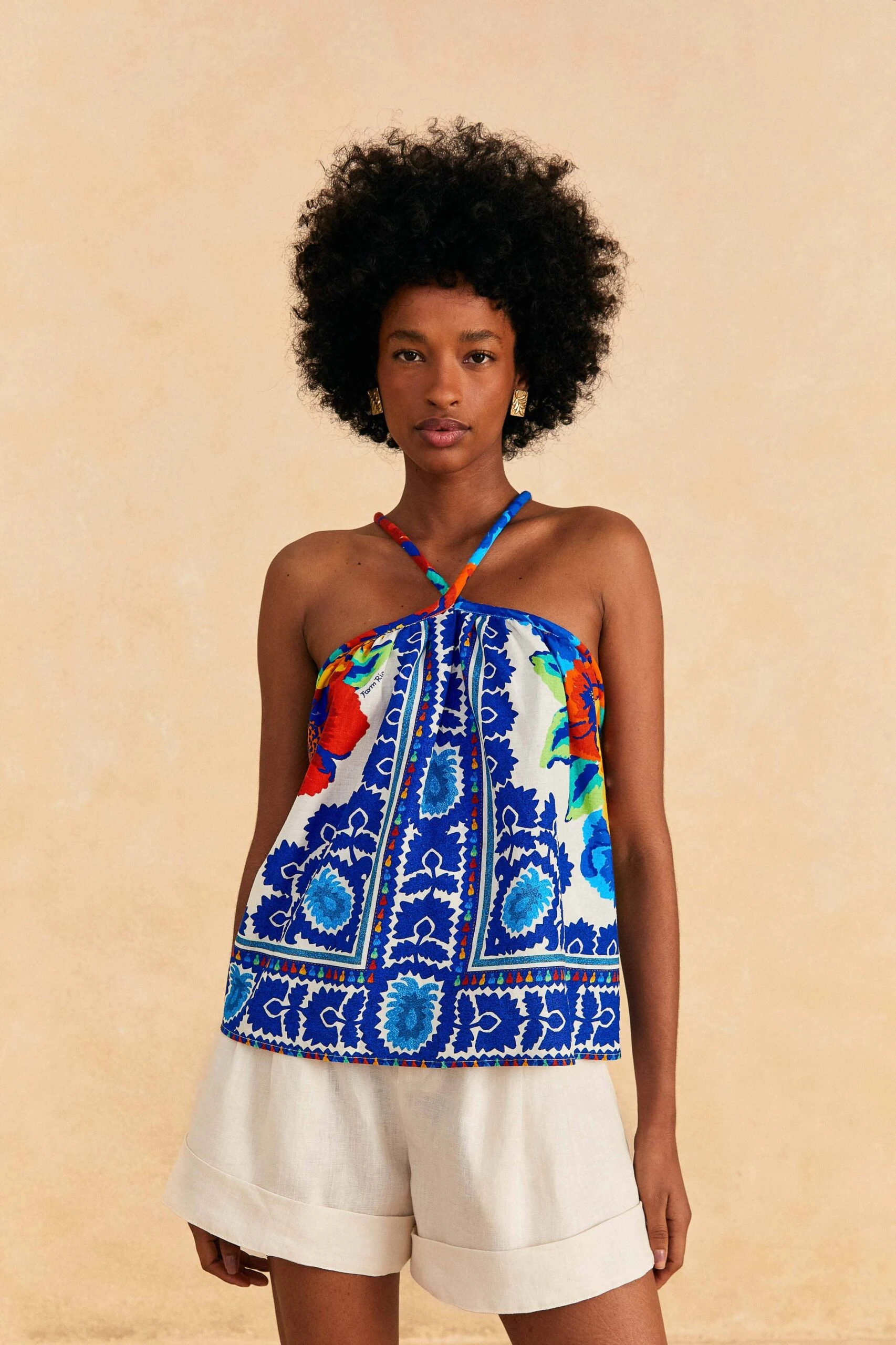 Farm Rio Off-White Flower Tapestry Blouse 1 Farm Rio Off-White Flower Tapestry Blouse