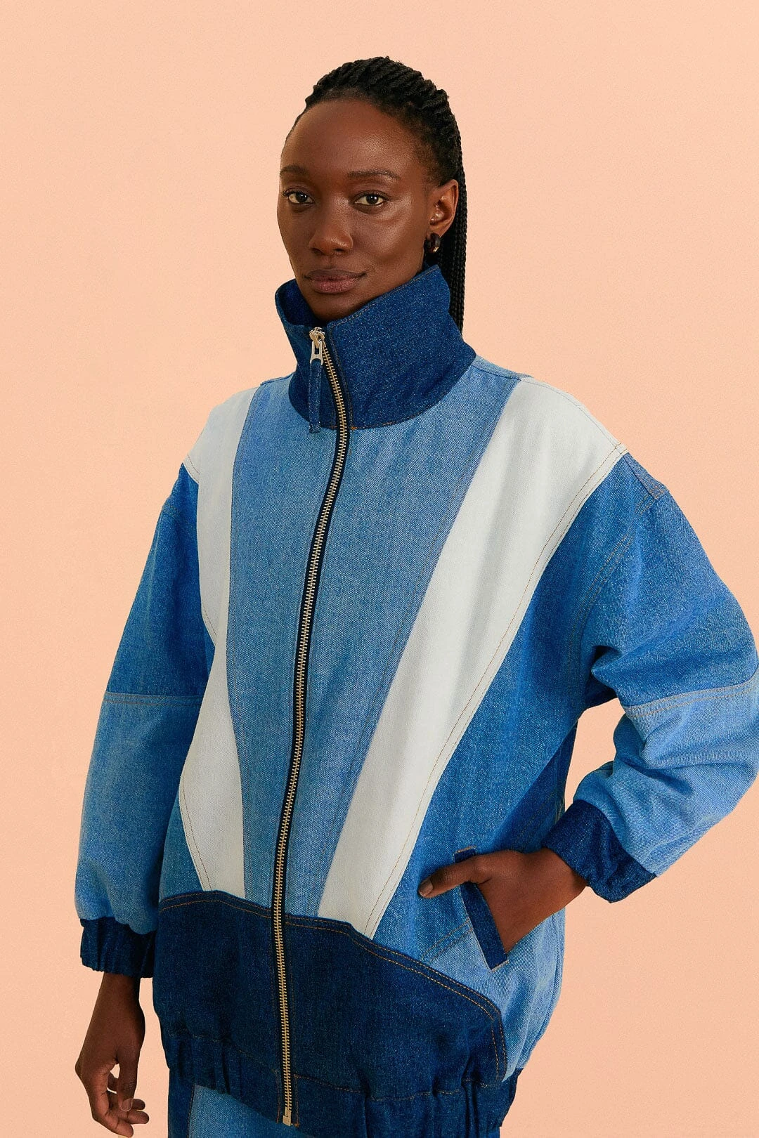 Farm Rio Patchwork Denim Jacket 1 Farm Rio Patchwork Denim Jacket