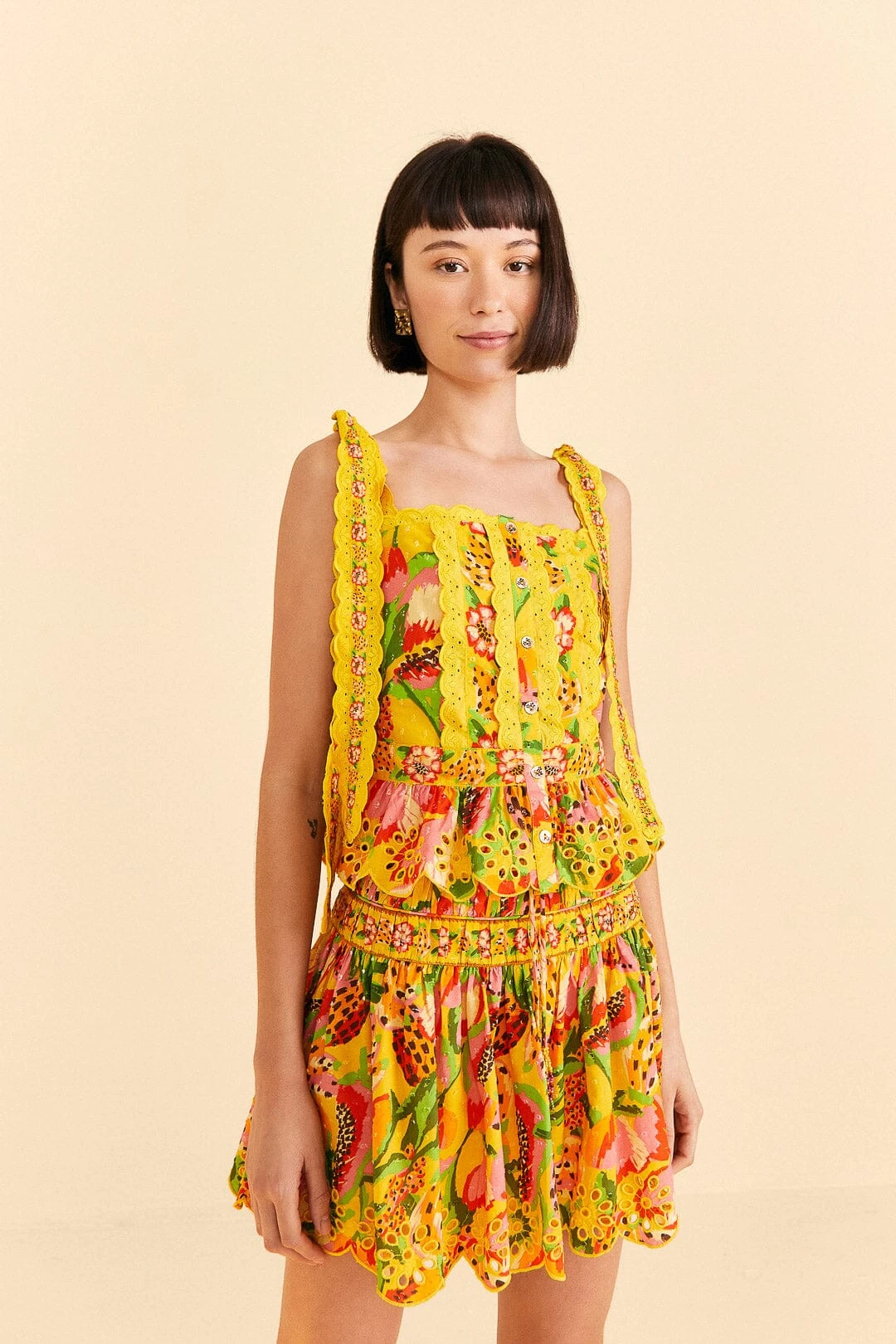 Farm Rio Yellow Fruits Paradise Mini Skirt 1 Farm Rio Yellow Fruits Paradise Mini Skirt