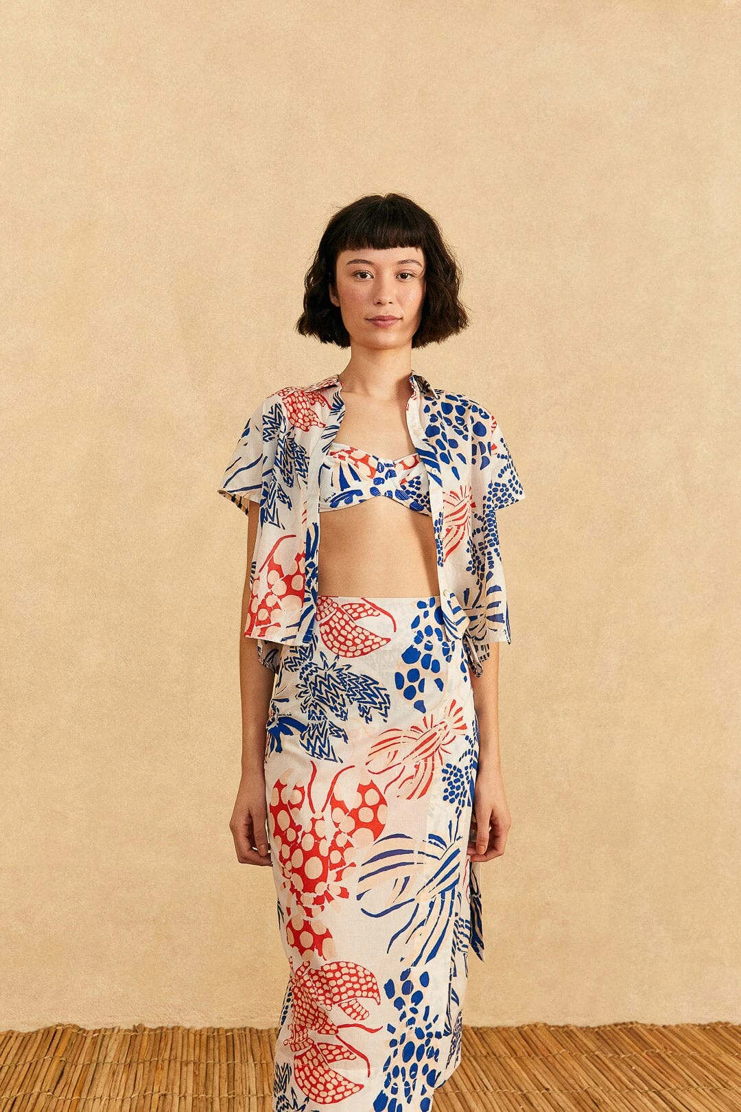 Farm Rio Off-White Mixed Lobster Wrap Skirt 2 Farm Rio Off-White Mixed Lobster Wrap Skirt - Image 2