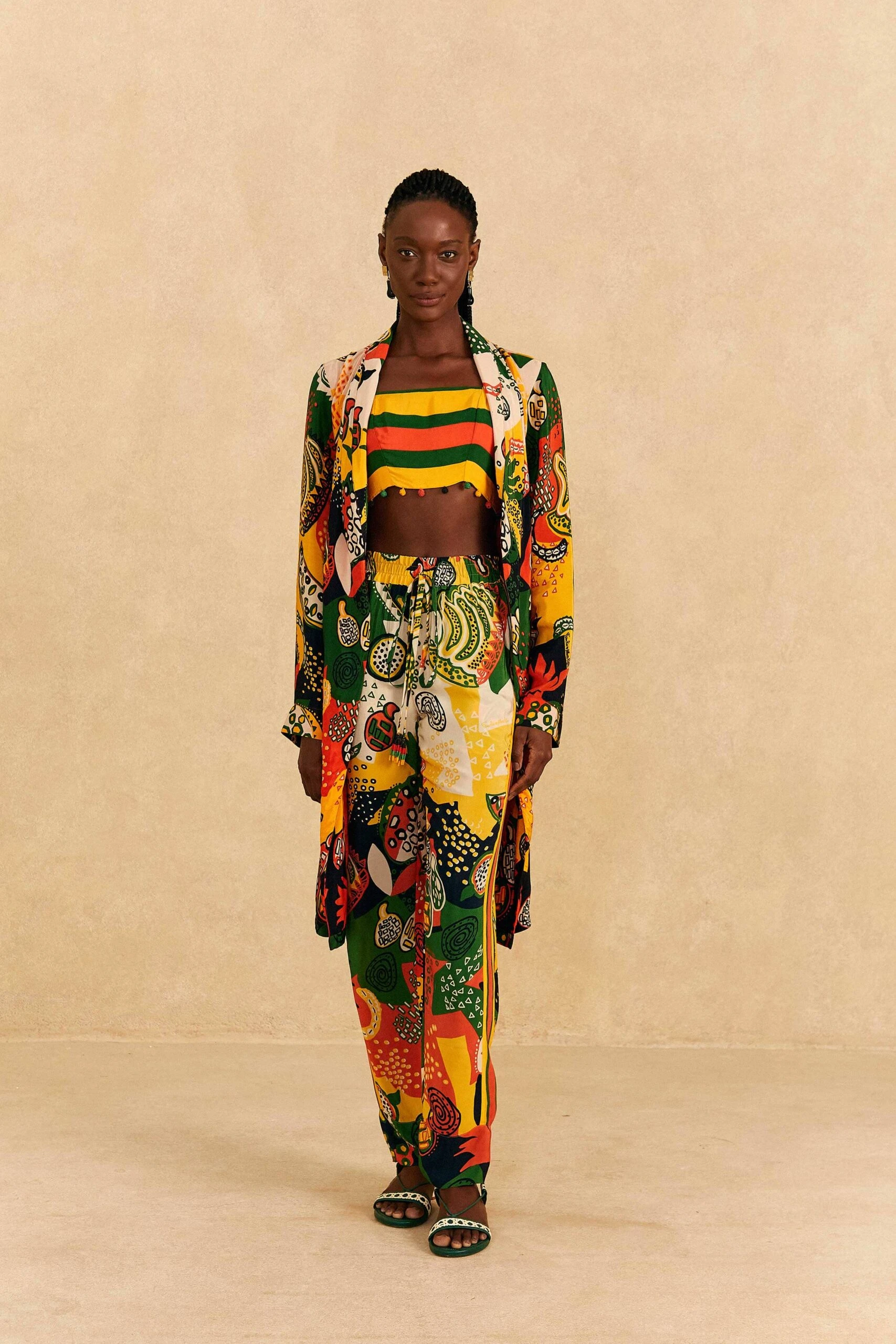 Farm Rio Yellow, Green & Red Striped Crop Top 2 Farm Rio Yellow, Green & Red Striped Crop Top - Image 2