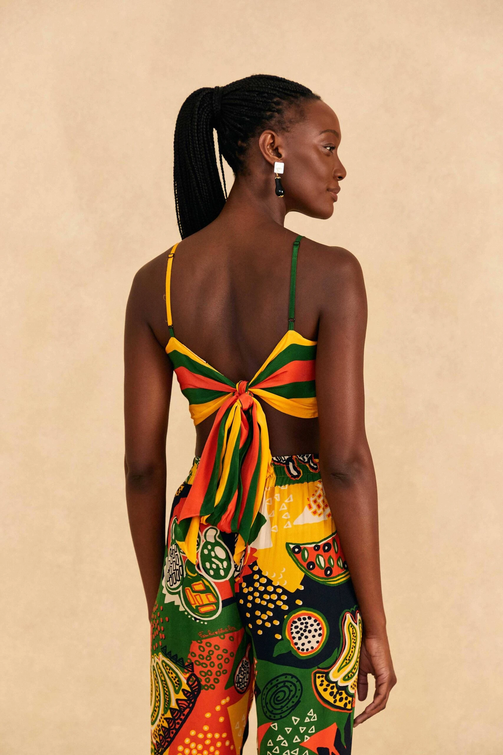 Farm Rio Yellow, Green & Red Striped Crop Top 4 Farm Rio Yellow, Green & Red Striped Crop Top - Image 4