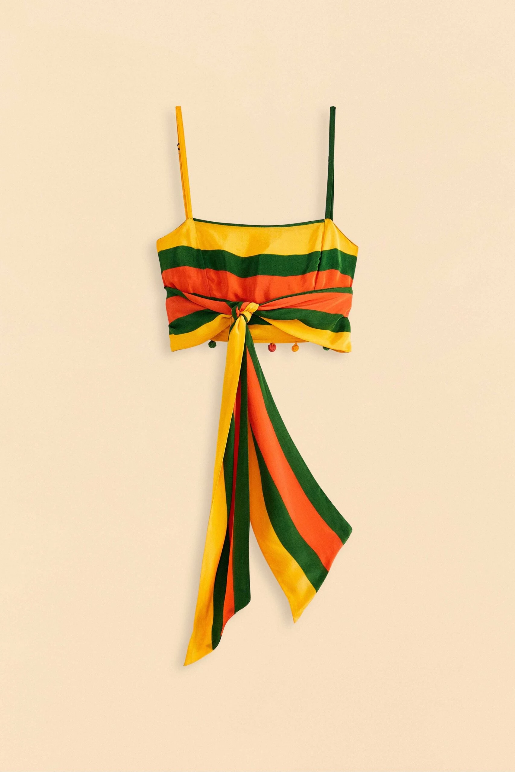 Farm Rio Yellow, Green & Red Striped Crop Top 6 Farm Rio Yellow, Green & Red Striped Crop Top - Image 6