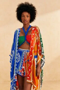 Farm Rio Off-White Pitta Colors Kimono