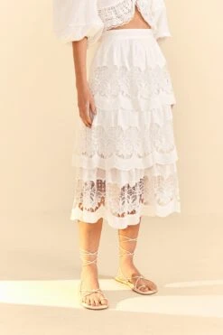 Farm Rio White Lace Midi Skirt -Farm Rio Shoop 310676 03