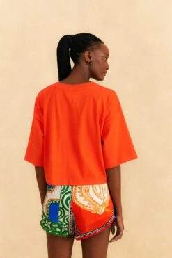 Farm Rio Orange Tropical Love Organic Cotton T-Shirt 7 Farm Rio Orange Tropical Love Organic Cotton T-Shirt -Farm Rio Shoop 310678 03