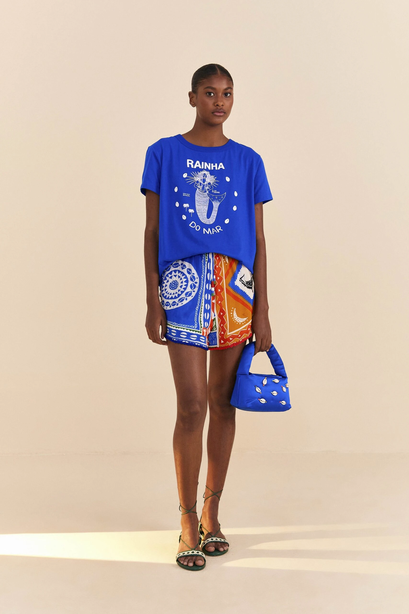 Farm Rio Blue Rainha Do Mar Organic Cotton T-Shirt 2 Farm Rio Blue Rainha Do Mar Organic Cotton T-Shirt - Image 2