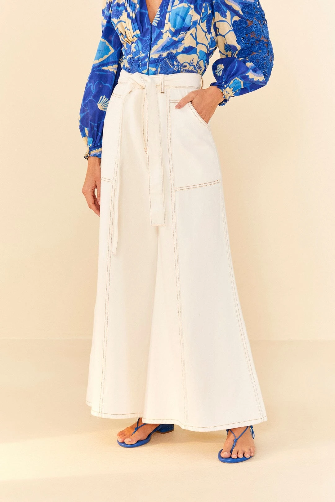 Farm Rio Off White Twill Pants 2 Farm Rio Off White Twill Pants - Image 2