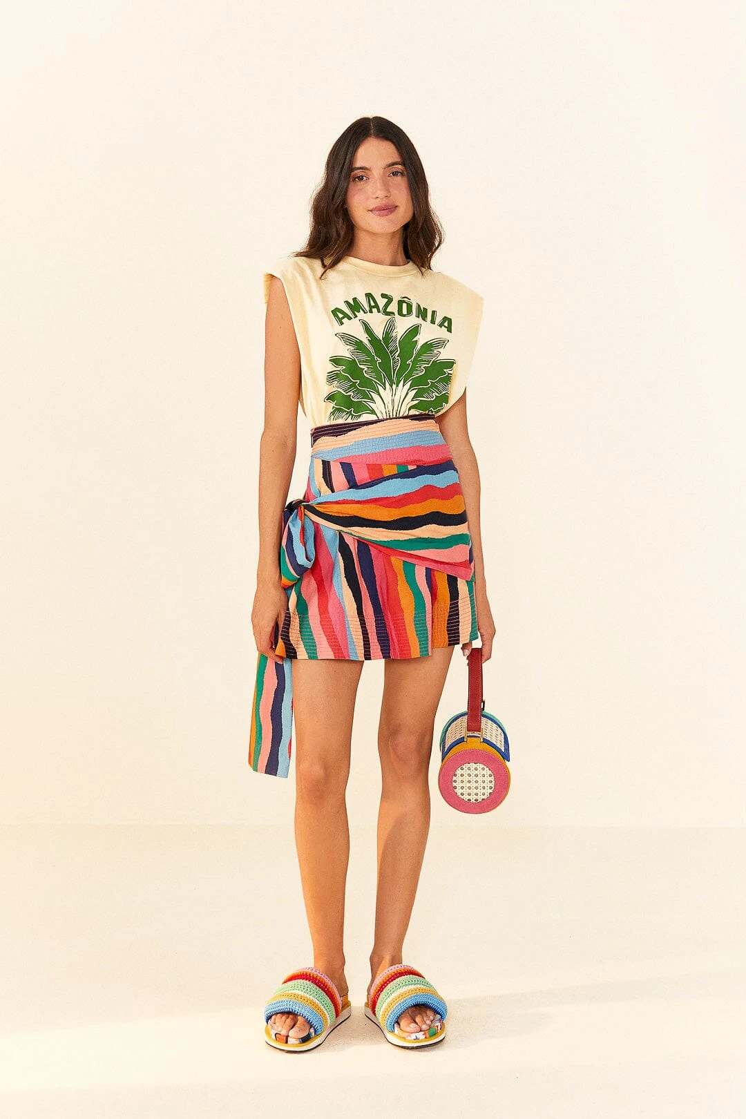 Farm Rio Super Fun Stripes Organic Cotton Mini Skirt 2 Farm Rio Super Fun Stripes Organic Cotton Mini Skirt - Image 2