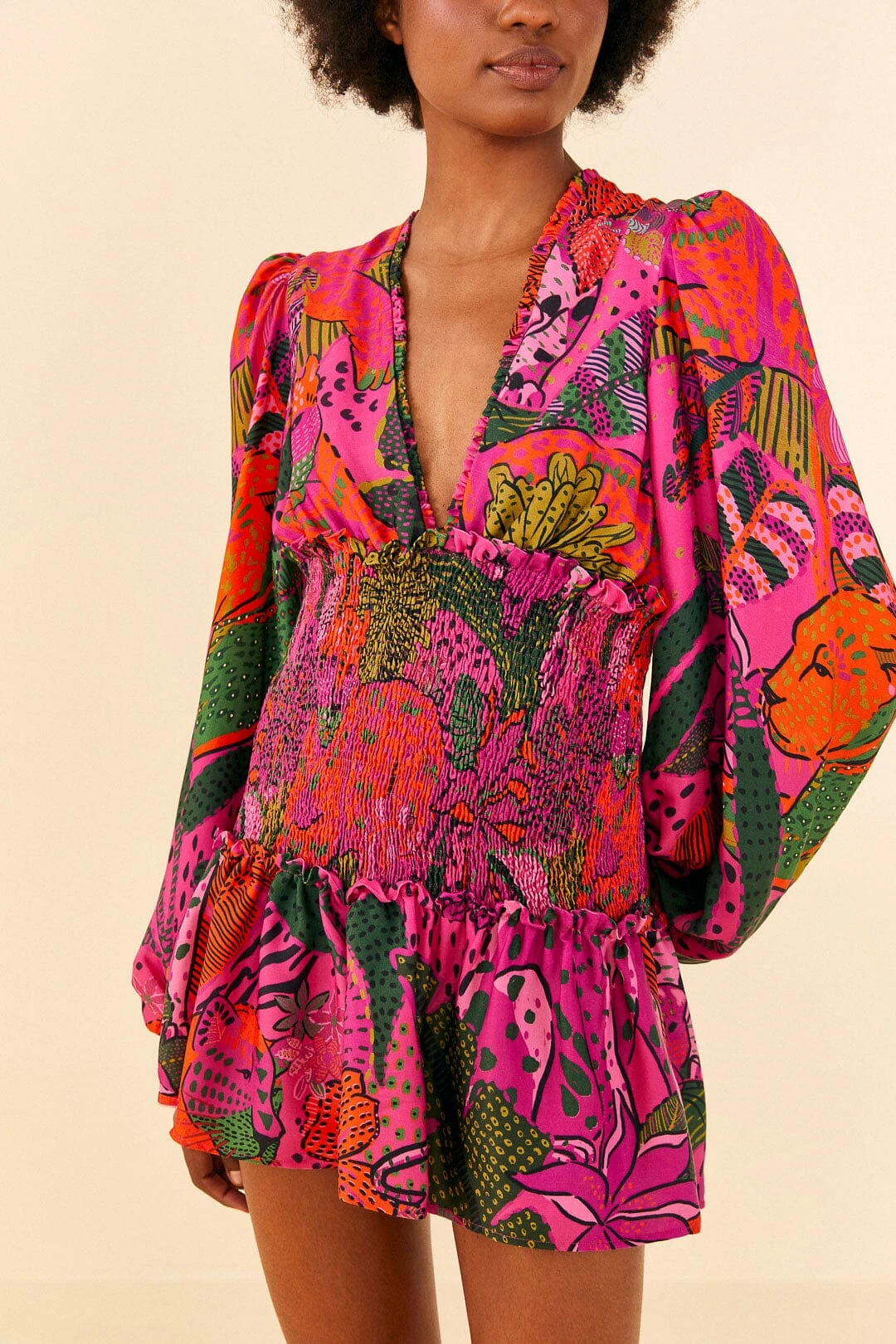 Farm Rio Pink Cool Leopards Lenzing™ Ecovero™ Viscose Mini Dress 2 Farm Rio Pink Cool Leopards Lenzing™ Ecovero™ Viscose Mini Dress - Image 2