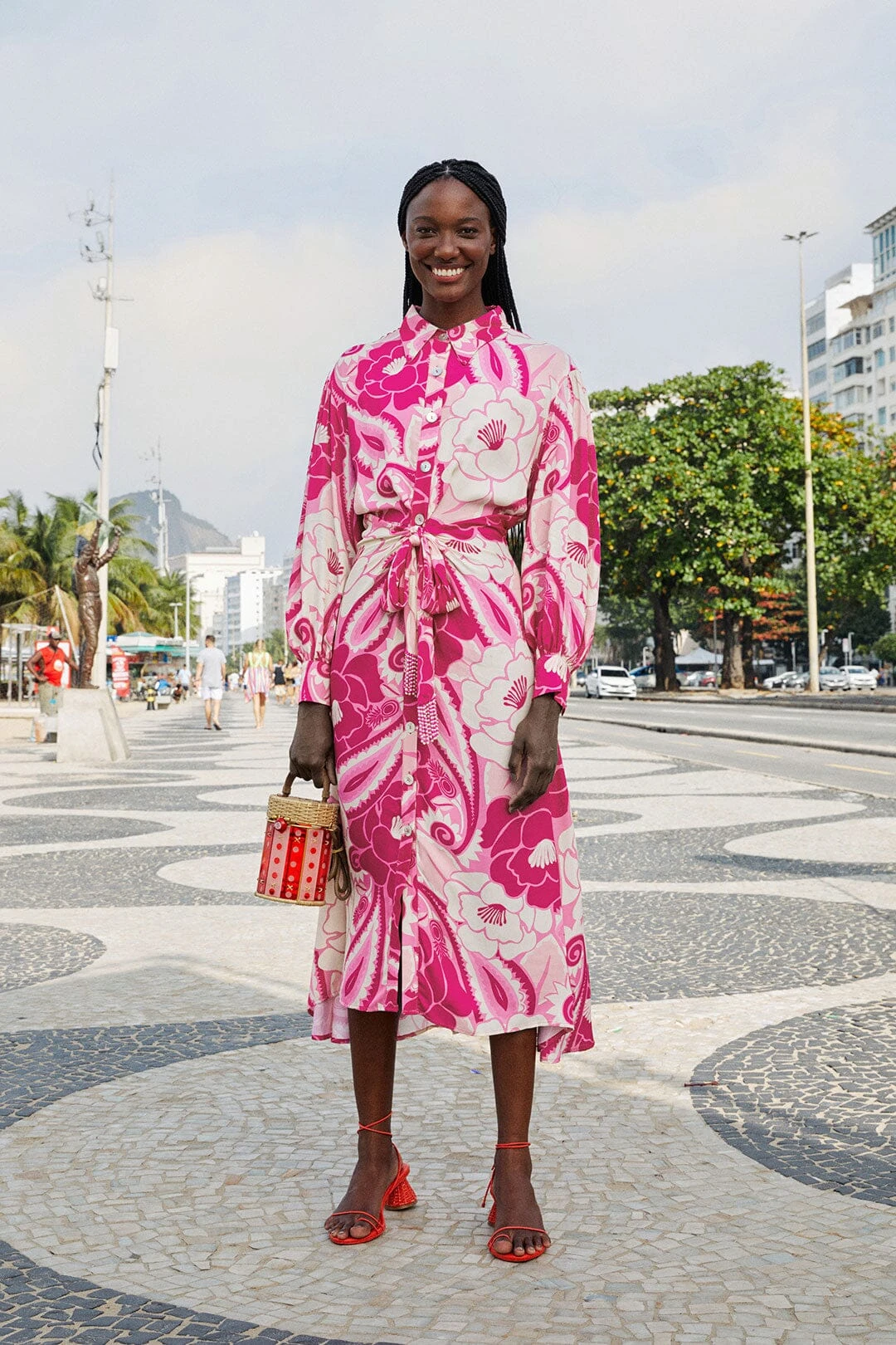 Farm Rio Pink Tropical Groove Midi Dress 1 Farm Rio Pink Tropical Groove Midi Dress