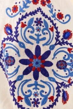 Farm Rio Off-White Navy Embroidery Mini Dress -Farm Rio Shoop 311390 05